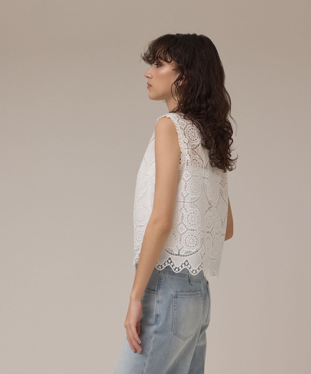 GRACE CONTINENTAL サークルレースノースリーブトップ 