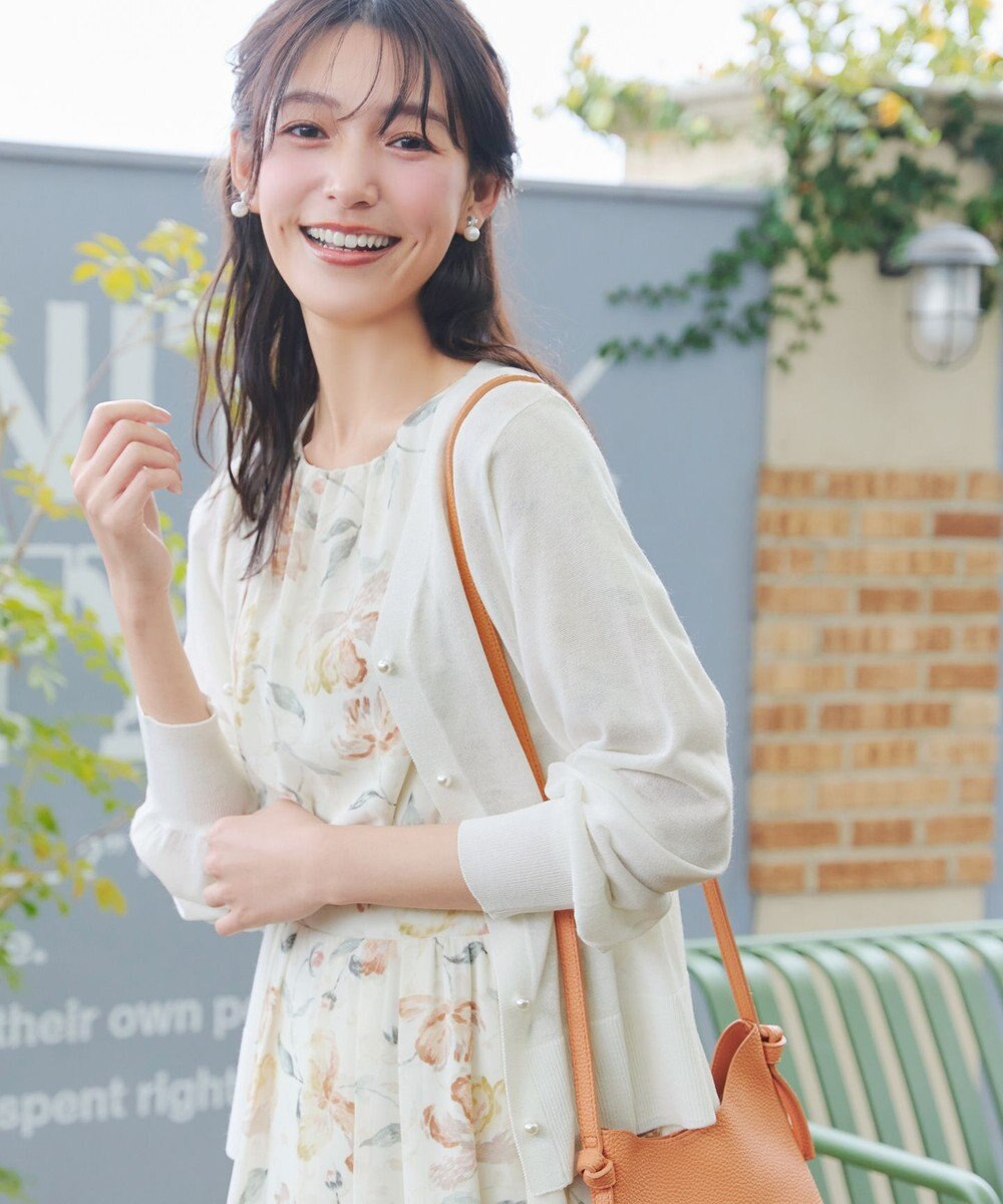 Tiaclasse ラメシアー天竺パールボタンカーディガン 