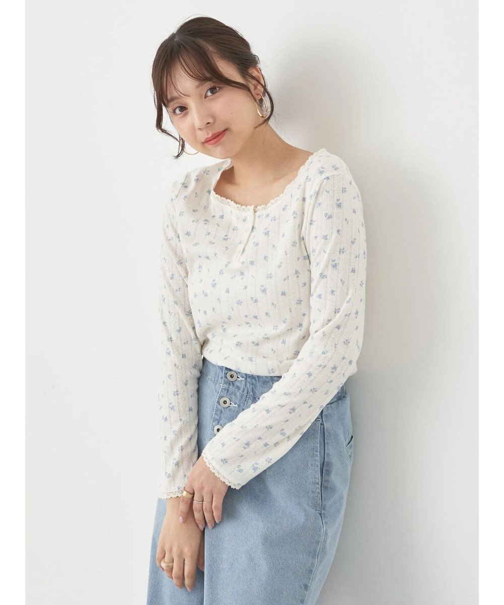 earth music&ecology アイレットジャガードタイトプルオーバー 