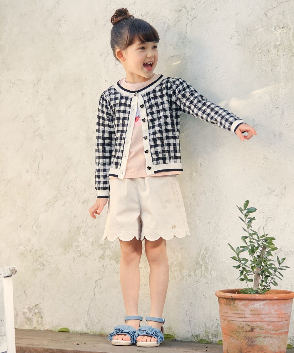 ANY KIDS ギンガム総柄ニット カーディガン 
