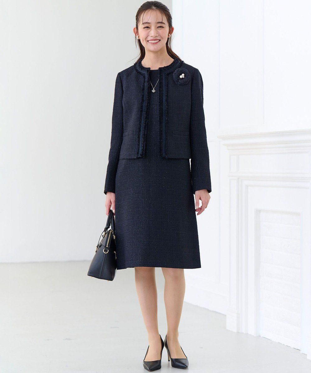 組曲 【KUMIKYOKU NAVY】ラメループモールツイード ワンピース 