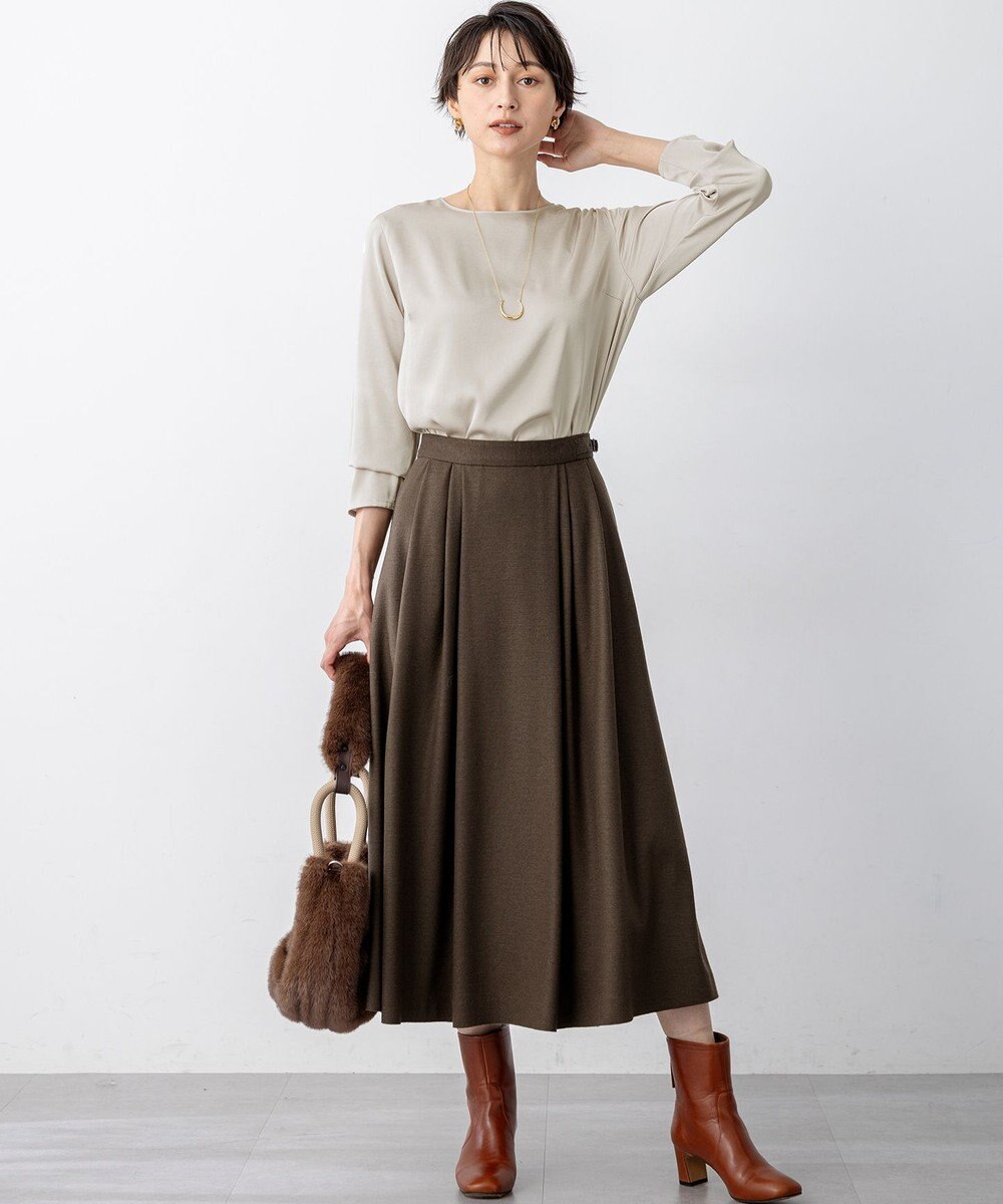 23区 【洗える】ウールミルドジャージー タック スカート 
