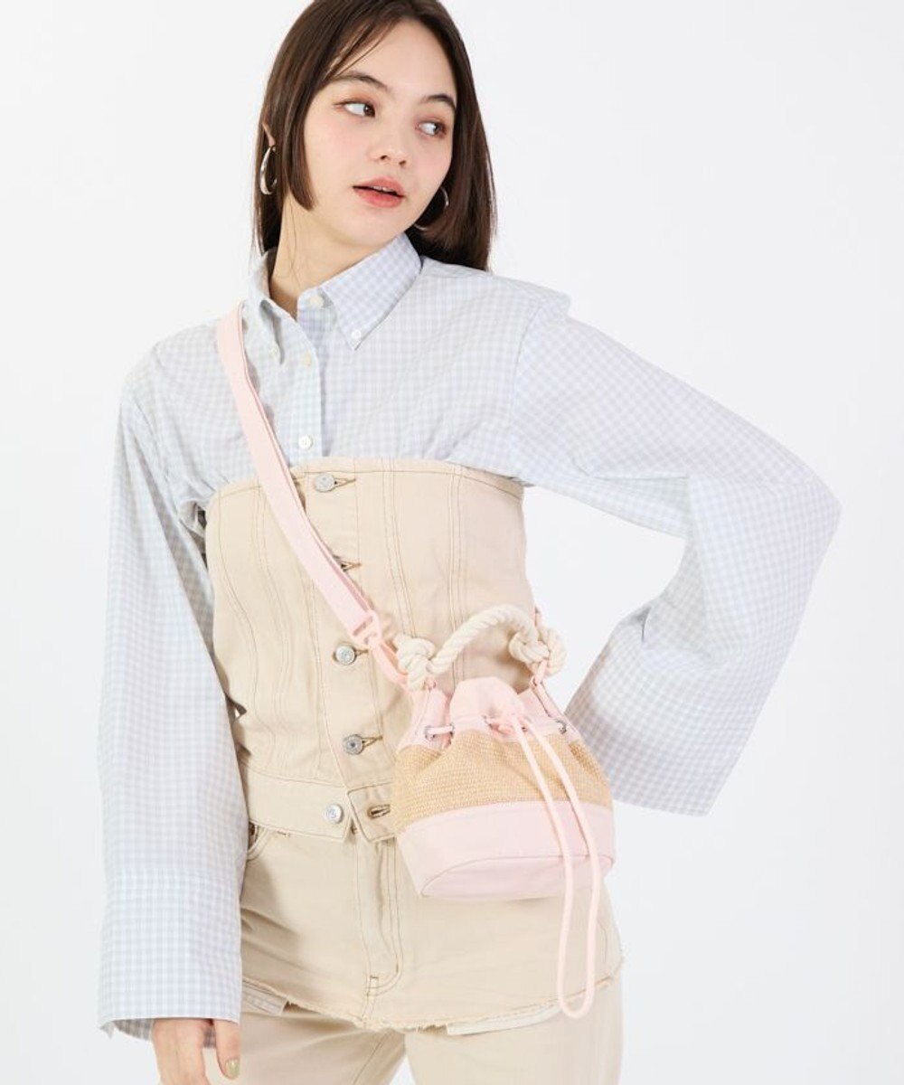 LeSportsac RAFFIA MINI BUCKET/ピーチブラッシュラフィア 