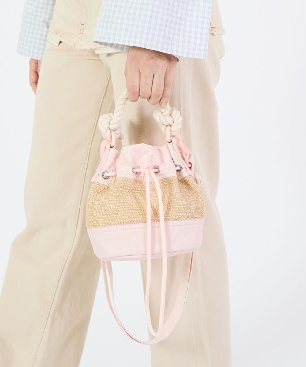 LeSportsac RAFFIA MINI BUCKET/ピーチブラッシュラフィア 