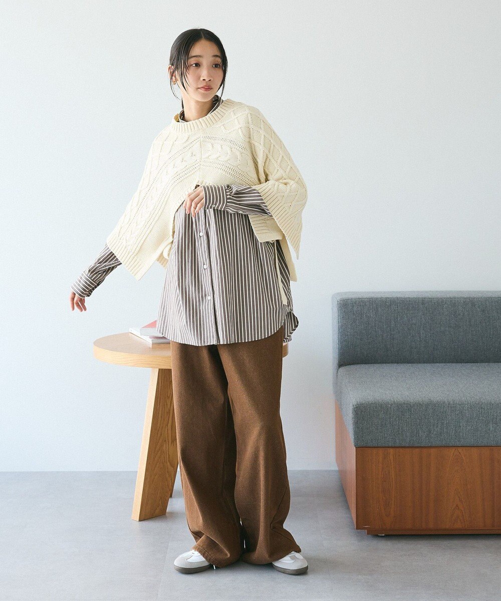 CRAFT STANDARD BOUTIQUE 洗える/2WAYケーブルニットリボンベスト 