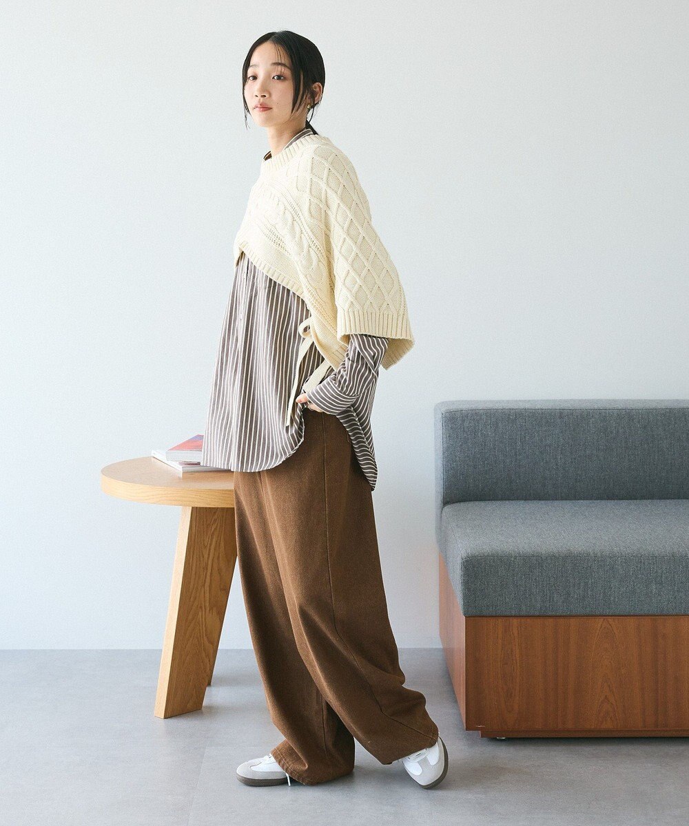 CRAFT STANDARD BOUTIQUE 洗える/2WAYケーブルニットリボンベスト 