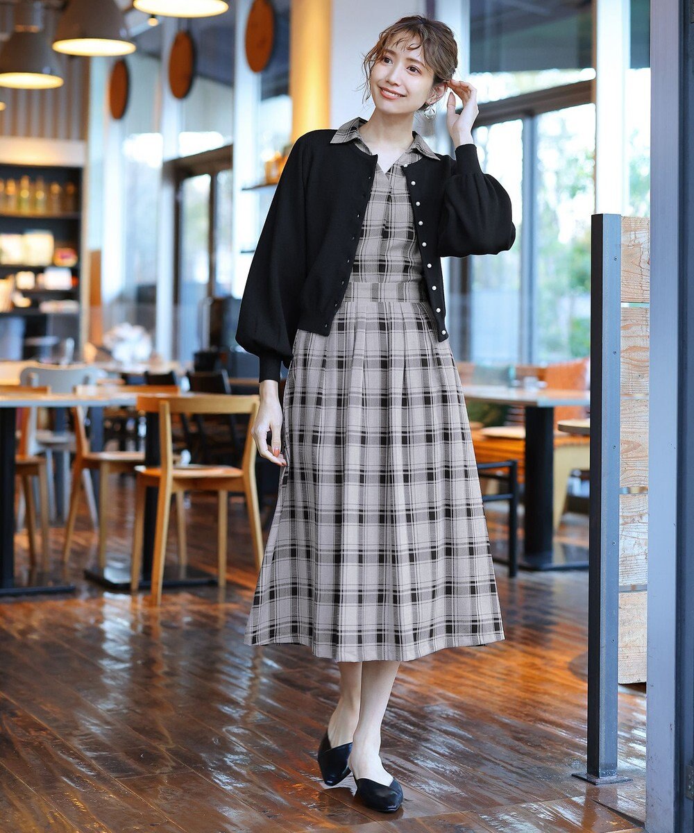 Tiaclasse 【洗える】パールボタンニットカーデ 