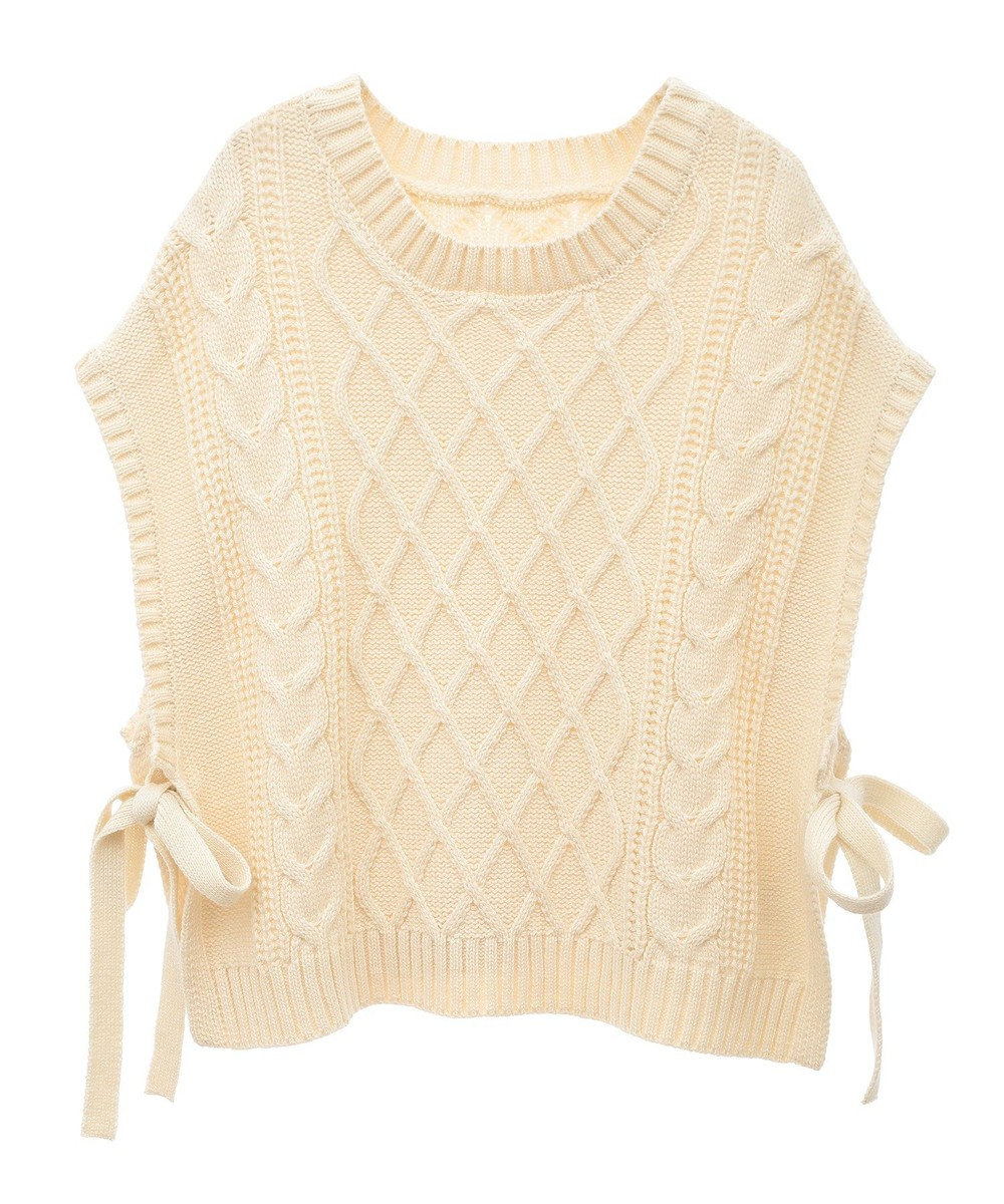 CRAFT STANDARD BOUTIQUE 洗える/2WAYケーブルニットリボンベスト 