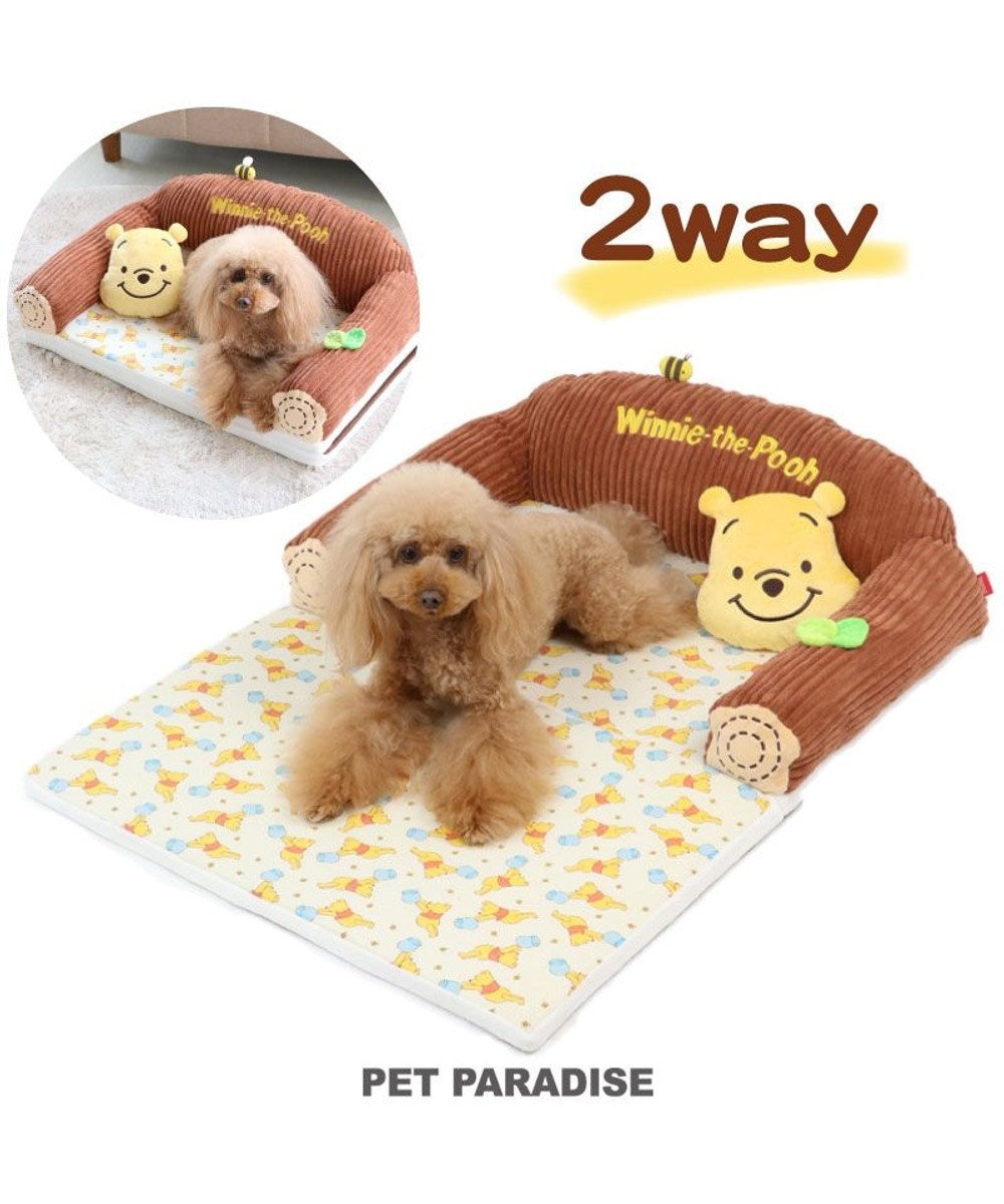 PET PARADISE 犬用品 ペットグッズ ベッド ベット ペットパラダイス ペット ベッド ディズニー くまのプーさん ソファーベッドカドラー (63×40cm) 犬 猫 ベッド マット 小型犬 黄