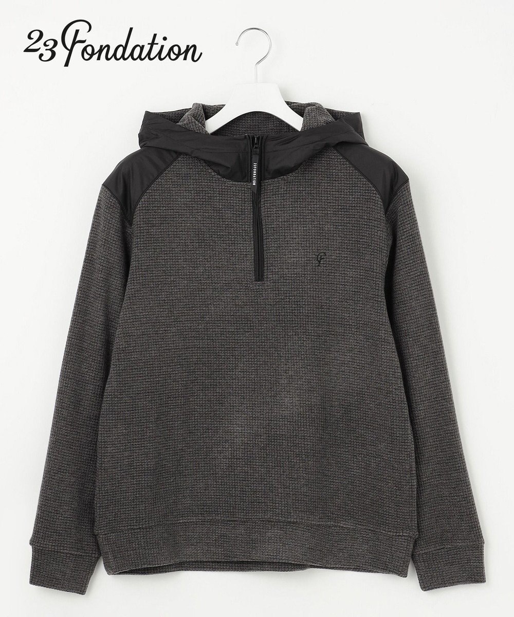 23区GOLF 【23Fondation/MEN】【吸湿発熱】ワッフルジャガード ハーフジップ 
