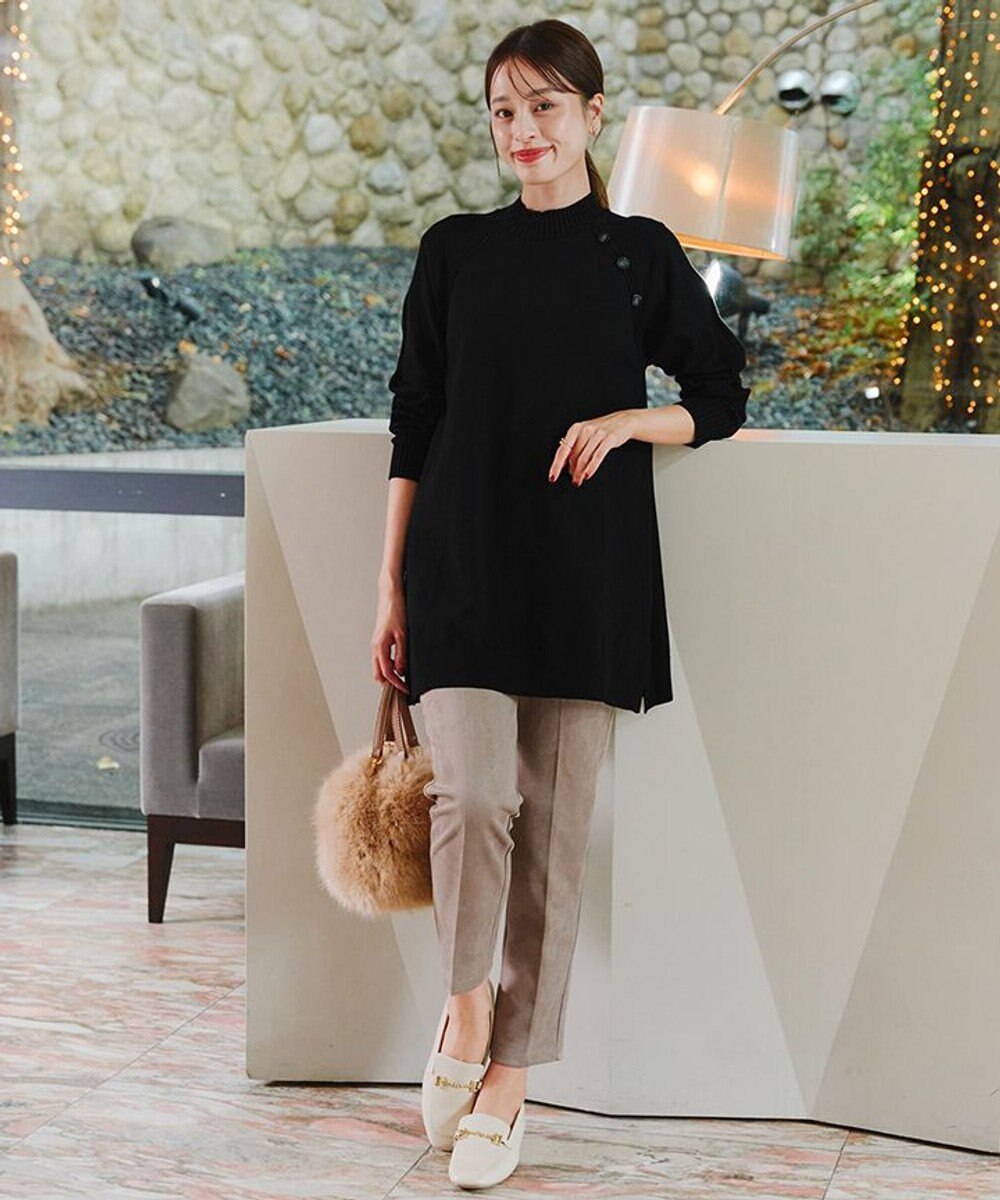 Tiaclasse 【洗える】スエードポンチテーパードパンツ 