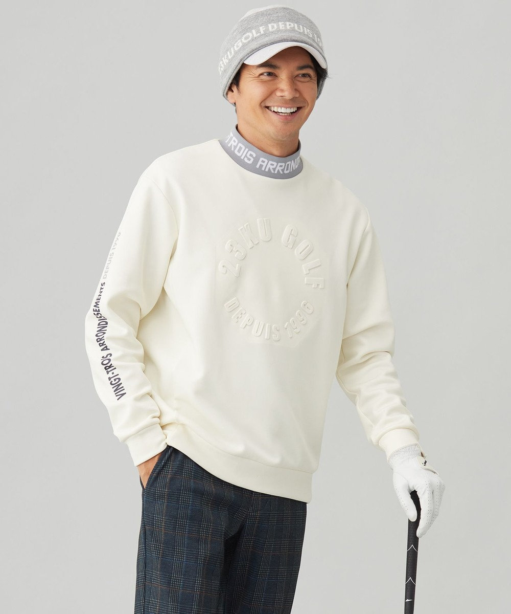 23区GOLF 【MEN】凹凸ロゴモックネック アイボリー系