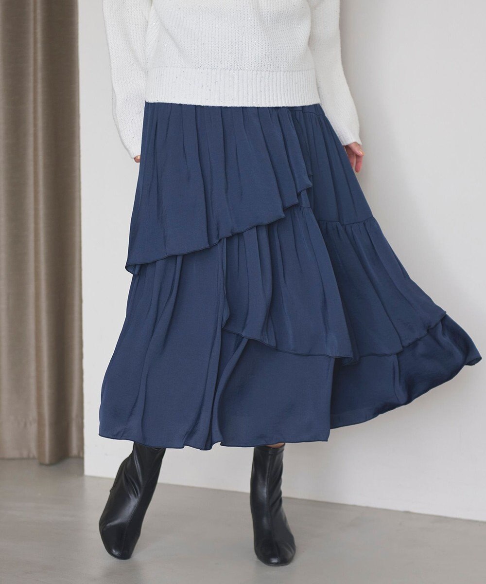 Feroux 【洗える】ランダムティアードスカート 