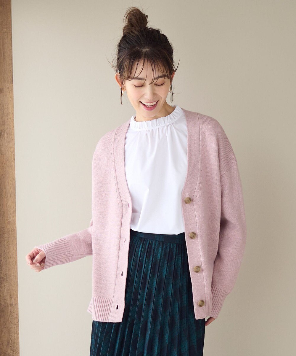 ANY 【洗濯機可】ラムウールVネック カーディガン 