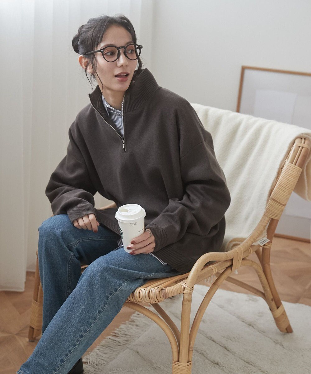 WEGO 【ユニセックス着用ITEM】ミラノリブハーフジッププルオーバー 