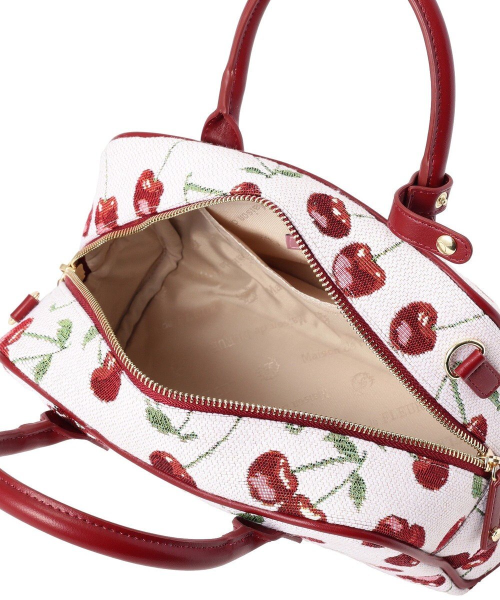 Maison de FLEUR チェリー柄ゴブランボストンバッグ 