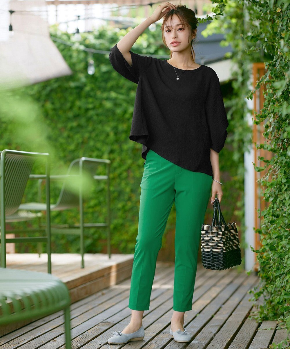 Tiaclasse 【洗える】麻調タックブラウス 