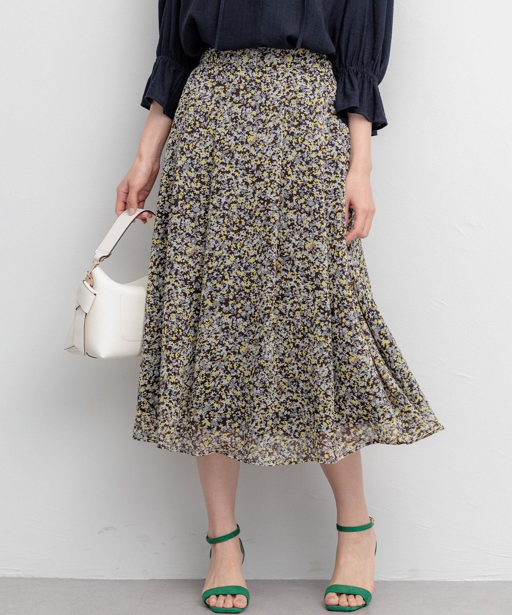 組曲 【先行予約】インプレッションフラワープリント フレアスカート 