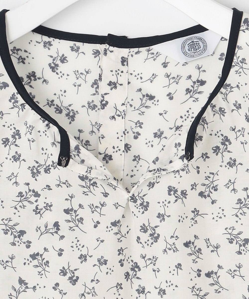 J.PRESS LADIES L 【洗える】 スパンローンフラワー ボリュームスリーブ ブラウス 