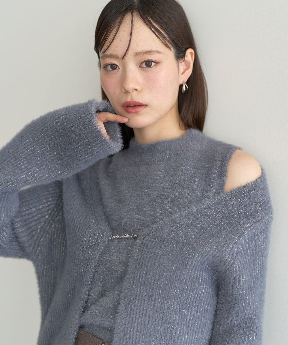 earth music&ecology SET2点チャーム付きシャギーニット＋インナー 