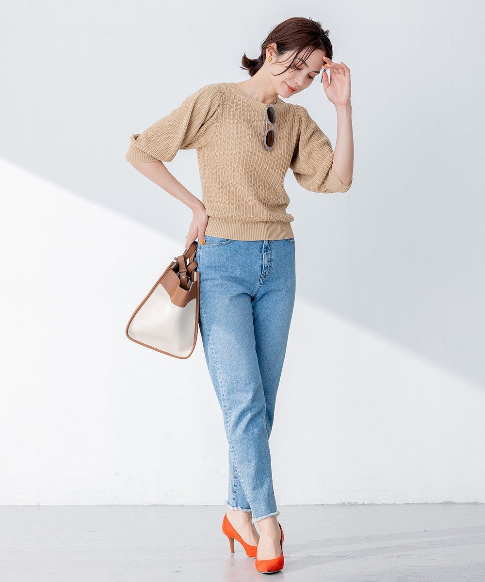 組曲 S 【洗える】CHAIギャザースリーブ ニット 