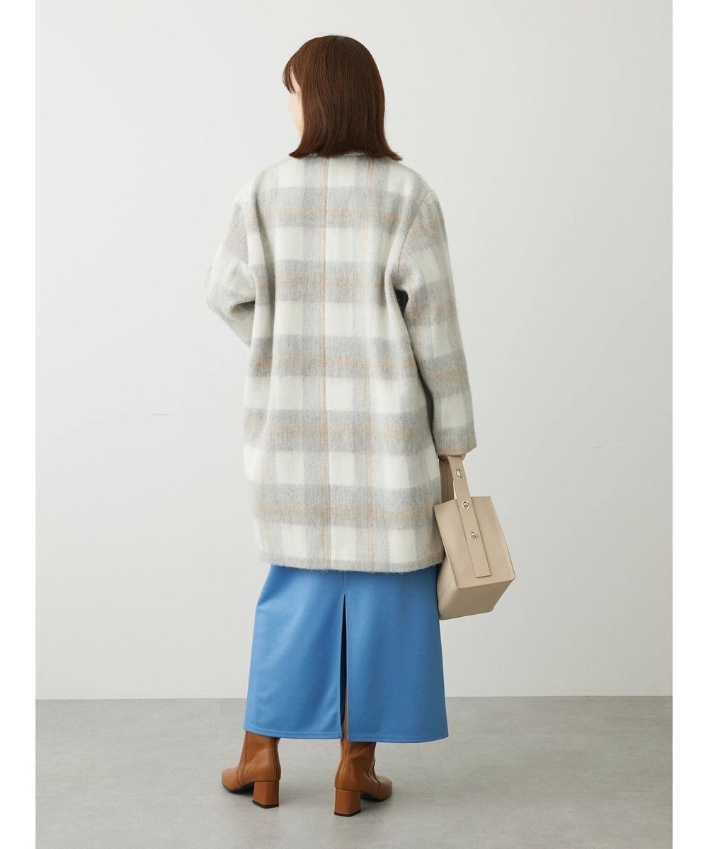 Green Parks コクーンシルエットチェックシャギーコート 