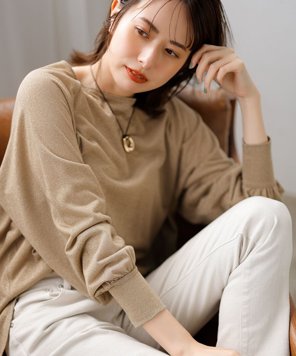 自由区 S 【洗える】ラメシアー トップス 