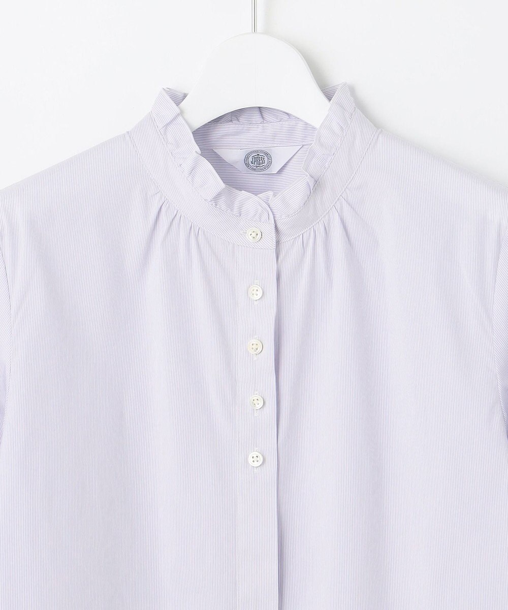 J.PRESS LADIES L 【洗える】 BEZ VEGA フリル ストライプ ブラウス 