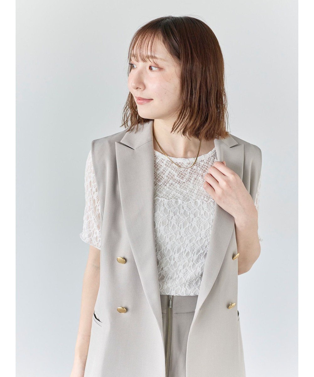 Te chichi パッチワークレース5分袖トップス 