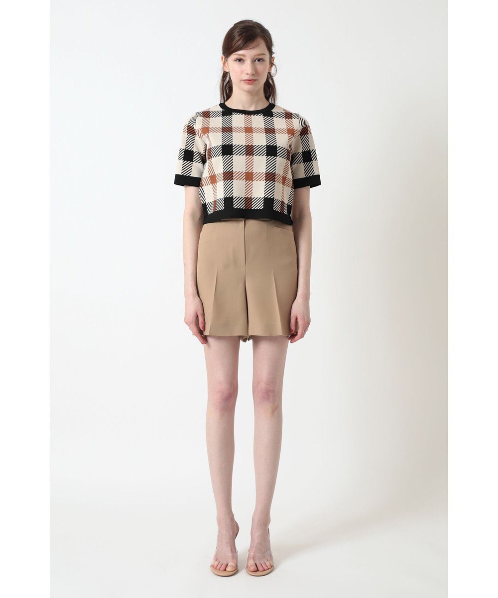 DAKS ビッグハウスチェックショート丈ジャカードニット 