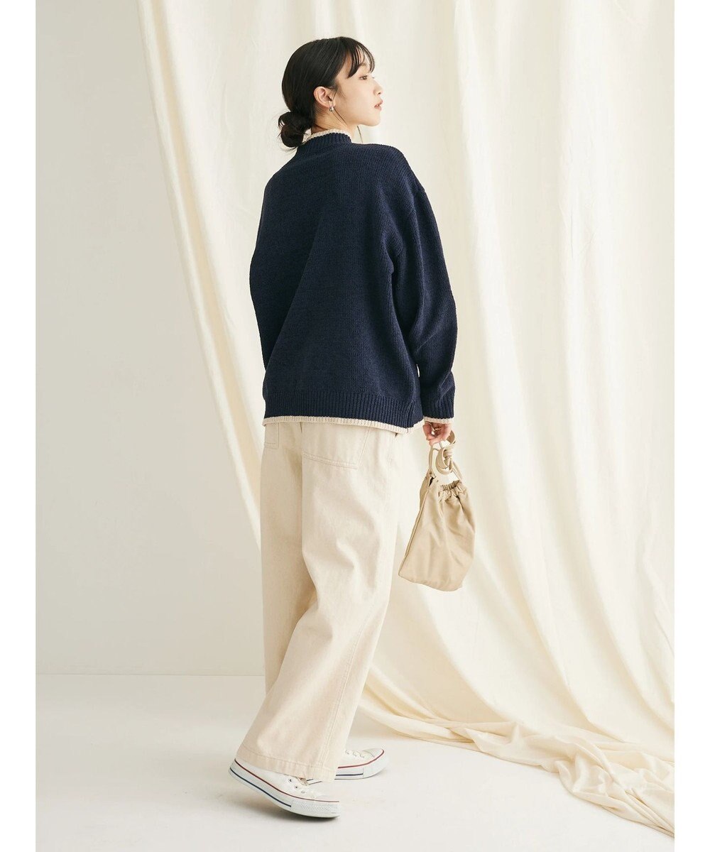 CRAFT STANDARD BOUTIQUE 洗えるモールニット配色プルオーバー 