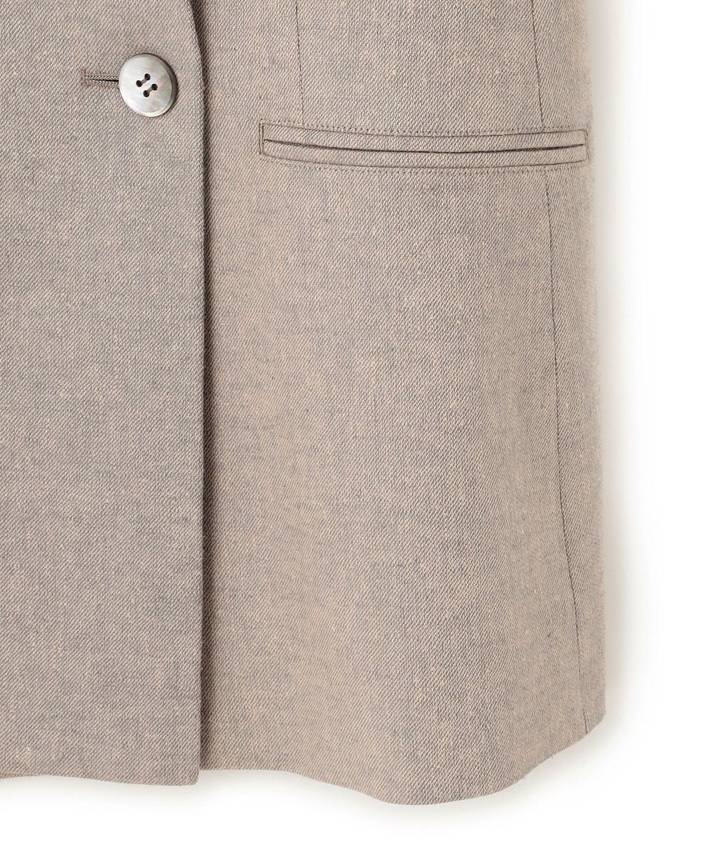 23区 L 【Oggi4月号掲載/セットアップ対応】リネン ミックスツイード ノーカラー ジャケット 