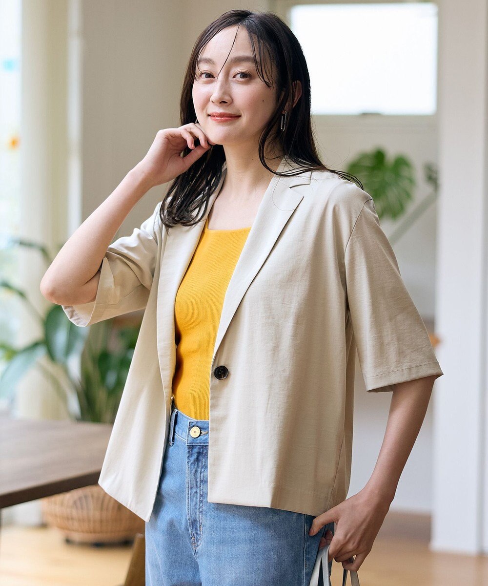 ANY L 【洗濯機可/接触冷感/UVケア】清涼リラックス半袖ジャケット 