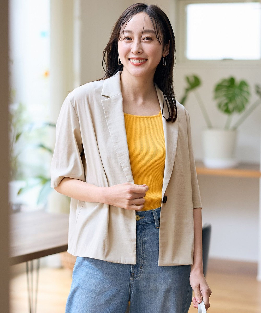 ANY L 【洗濯機可/接触冷感/UVケア】清涼リラックス半袖ジャケット 