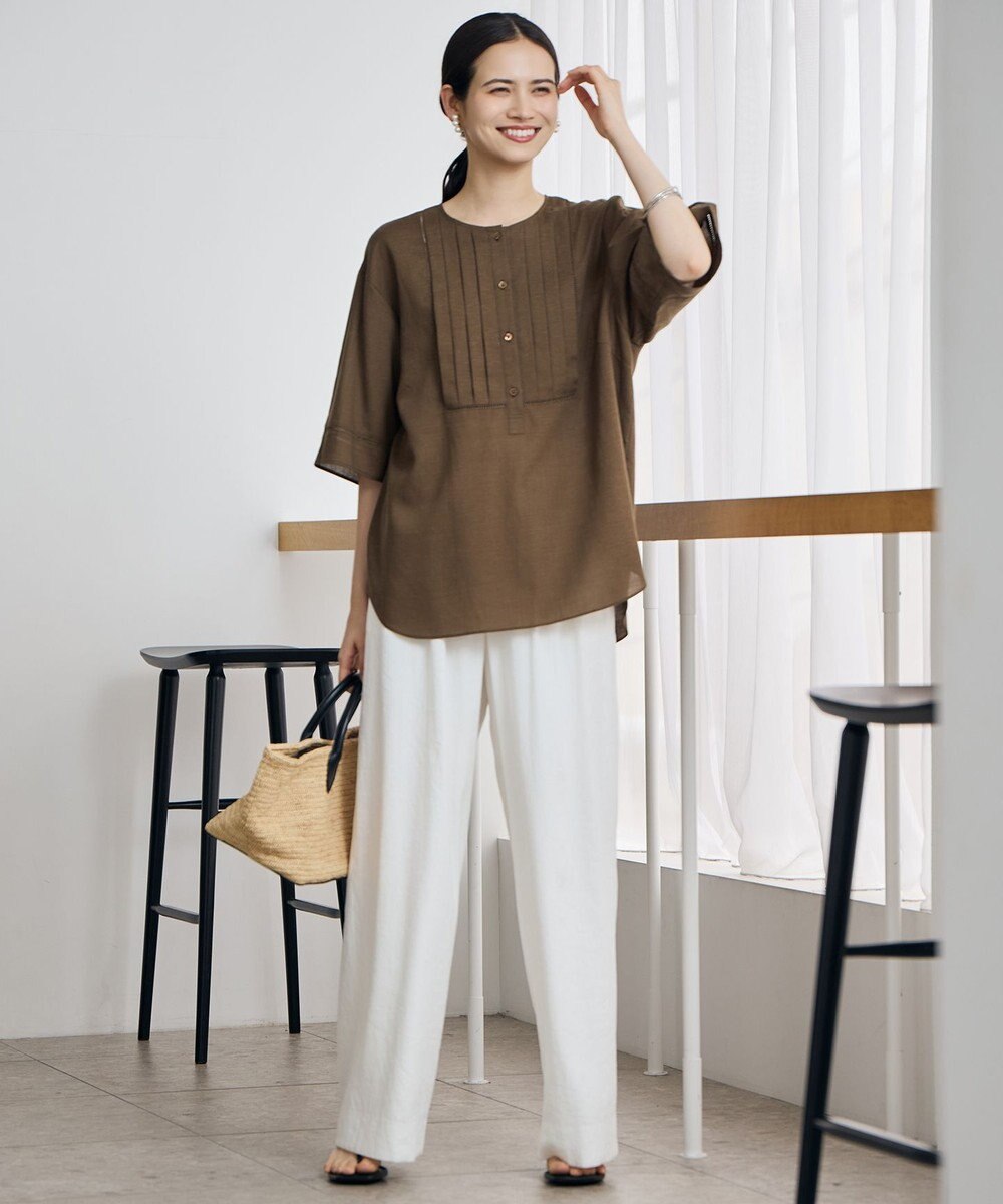 自由区 S ナチュラルリネンタックデザイン ブラウス 