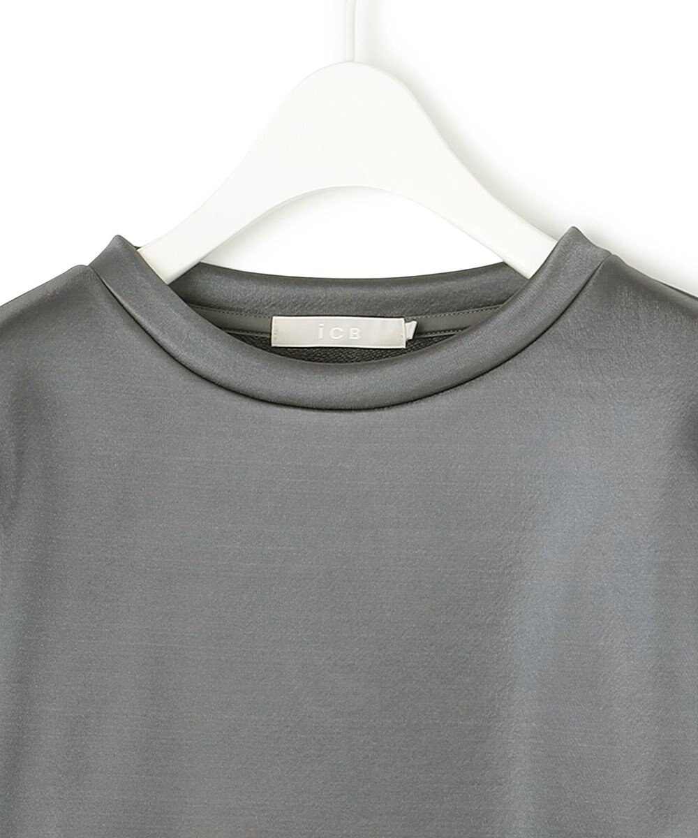 ICB L 【洗える】サテンボンディング クルーネックプルオーバー 