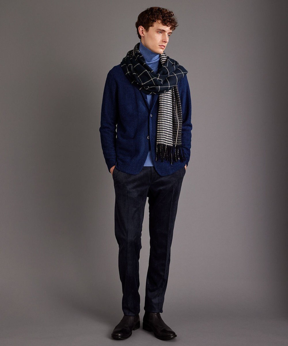 JOSEPH ABBOUD 【フランス製・リバーシブル】ウィンドウペン ストール 