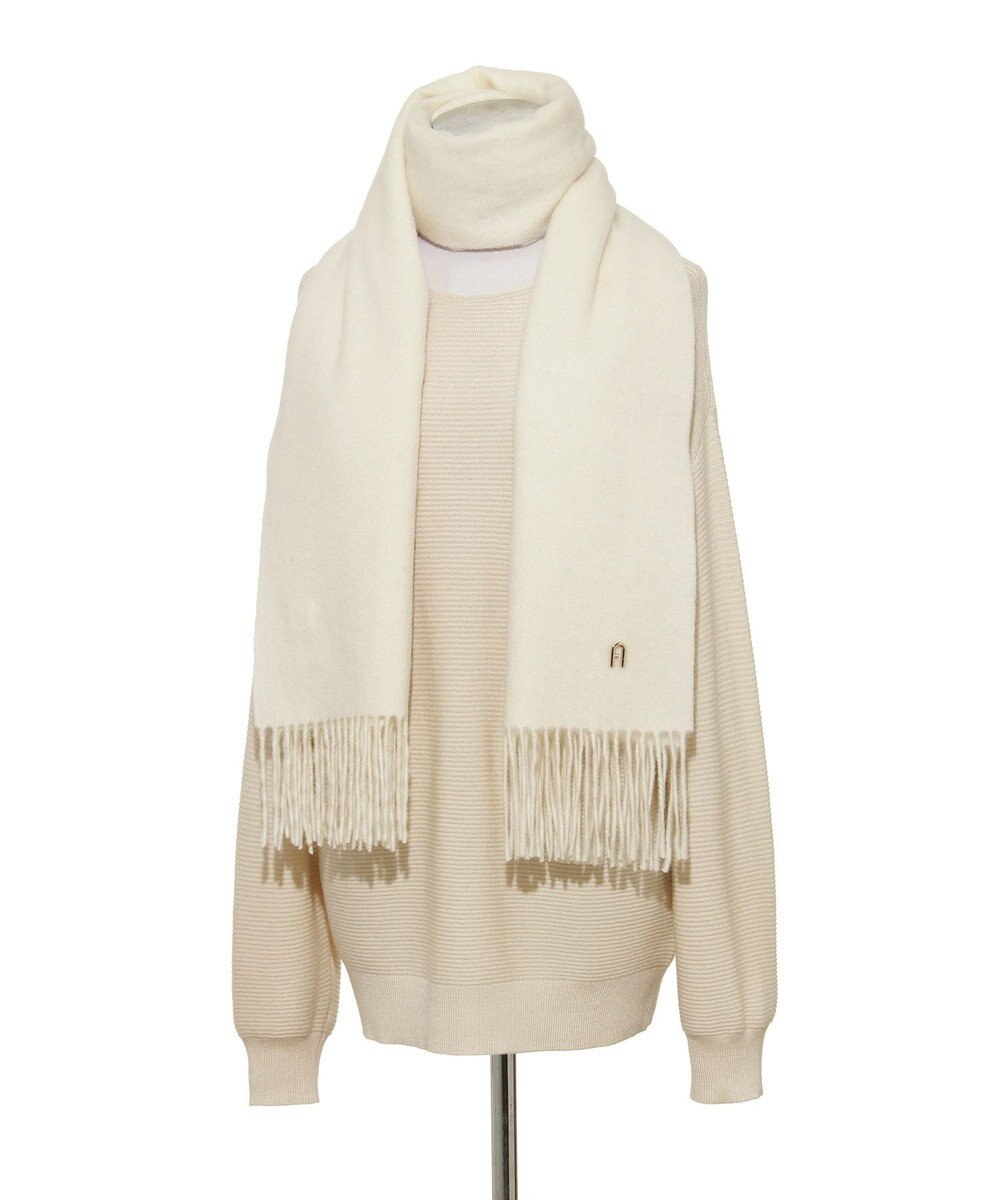 MOONBAT FURLA(フルラ）【WEB限定】ウール100％ アーチロゴ 無地ストール 190cm×60cm 