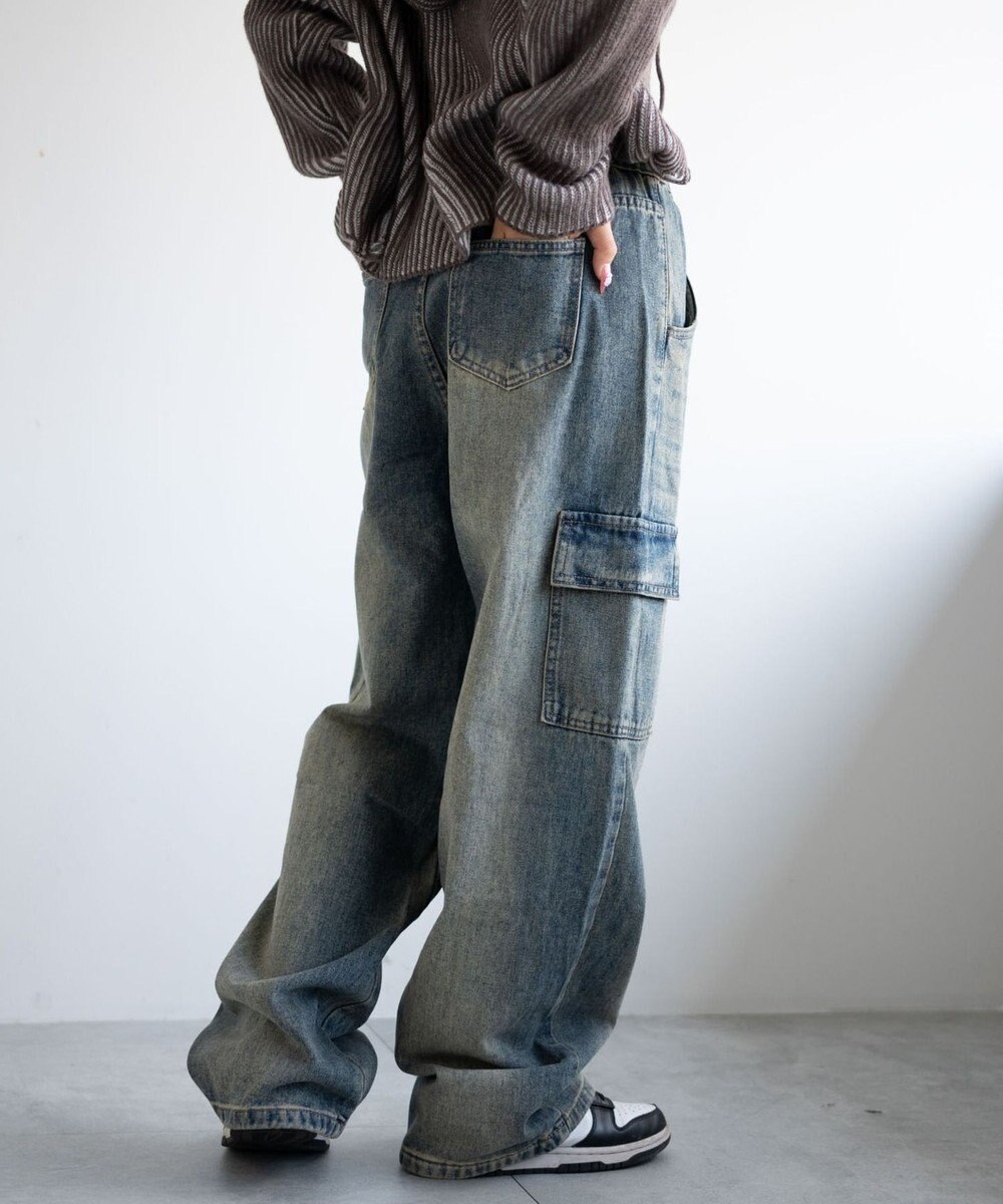 WEGO ヴィンテージウォッシュカーゴデニム 