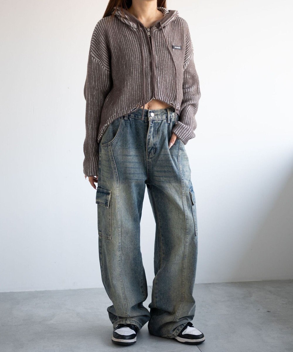WEGO ヴィンテージウォッシュカーゴデニム 