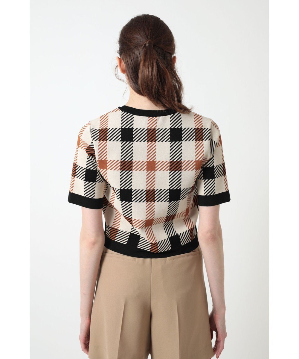 DAKS ビッグハウスチェックショート丈ジャカードニット 