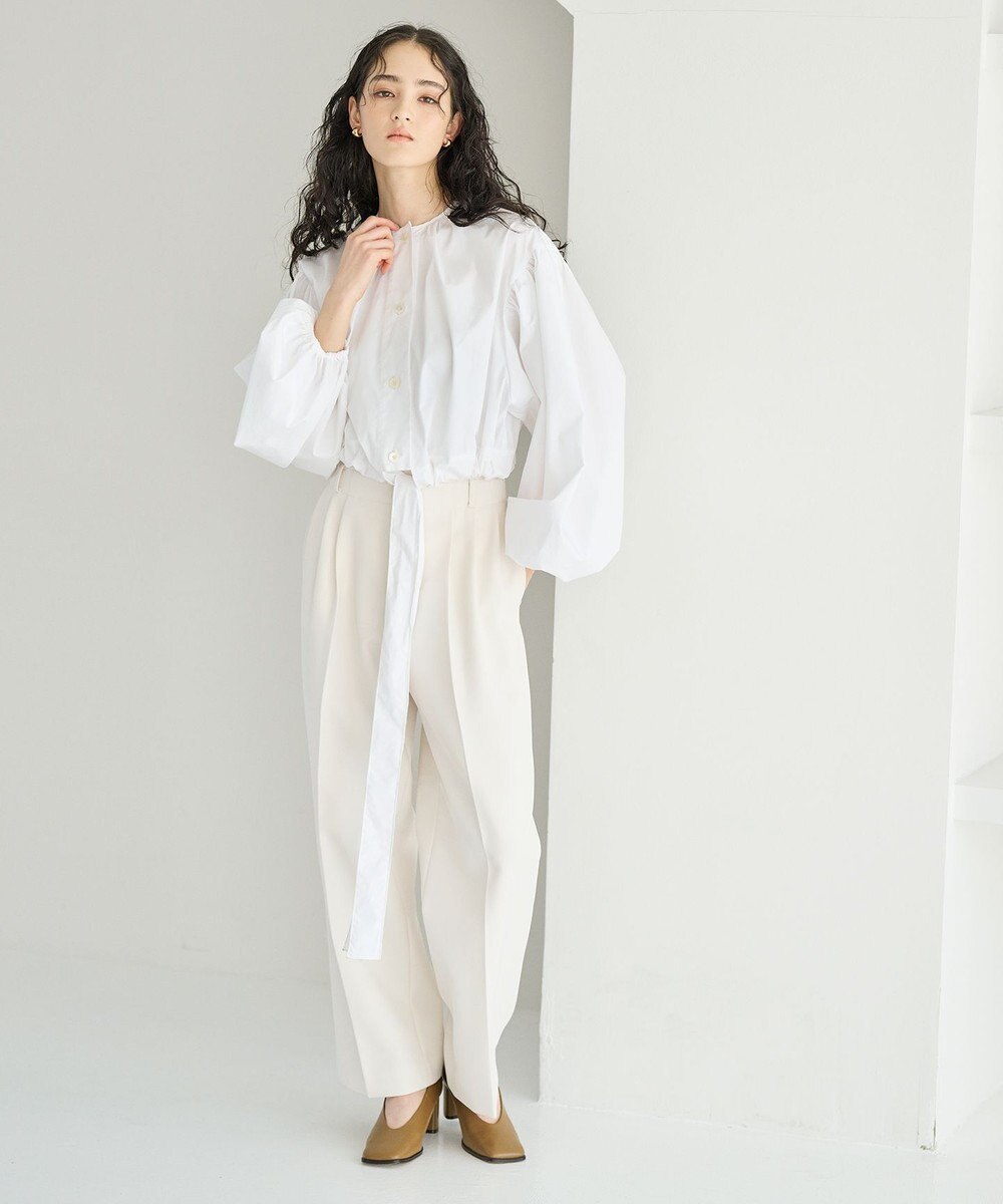 #Newans ハイウエスト2タックパンツ 