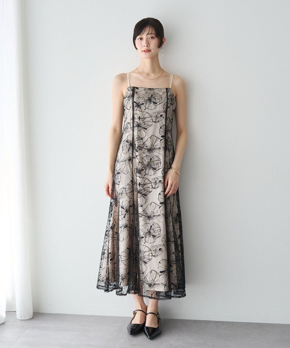 YECCA VECCA 【2点SET】フラワー柄スパンコール刺繍ドレス 