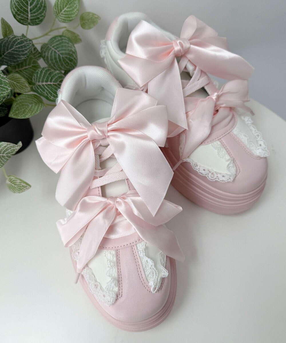 WEGO ダブルリボンフリルスニーカー 