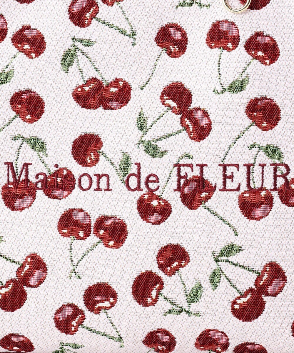 Maison de FLEUR チェリー柄ゴブランスクエアトートバッグ 