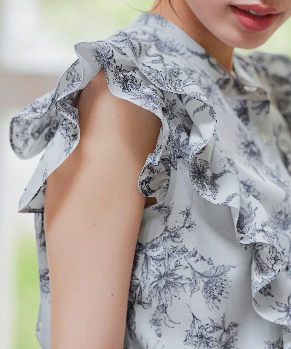 Tiaclasse 【新色追加・洗える】花柄フリルシャツブラウス 