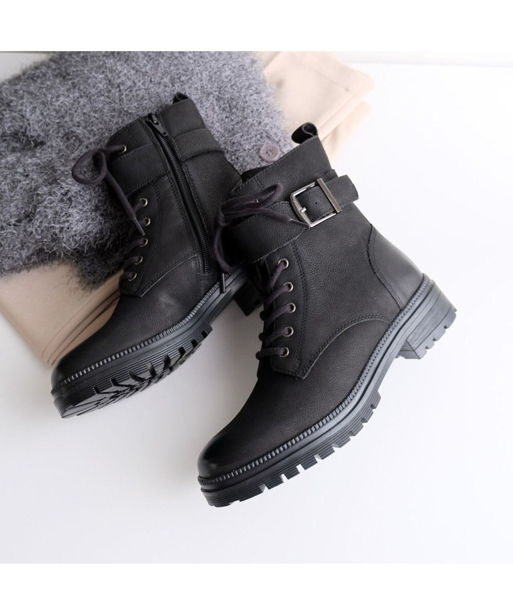 Pointer 本革 足首ベルトレースアップブーツ 