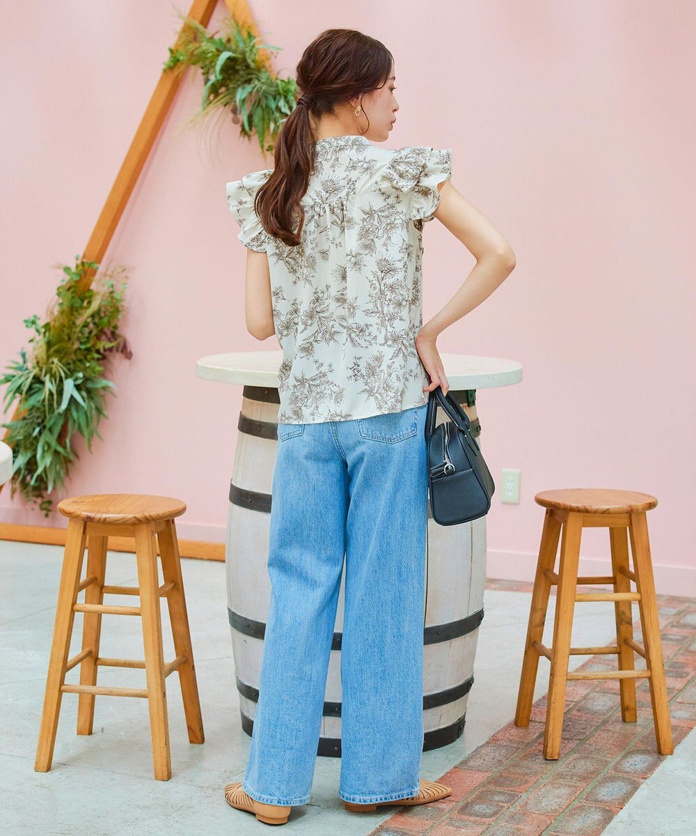 Tiaclasse 【新色追加・洗える】花柄フリルシャツブラウス 