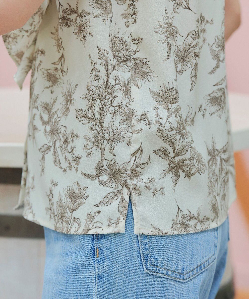 Tiaclasse 【新色追加・洗える】花柄フリルシャツブラウス 