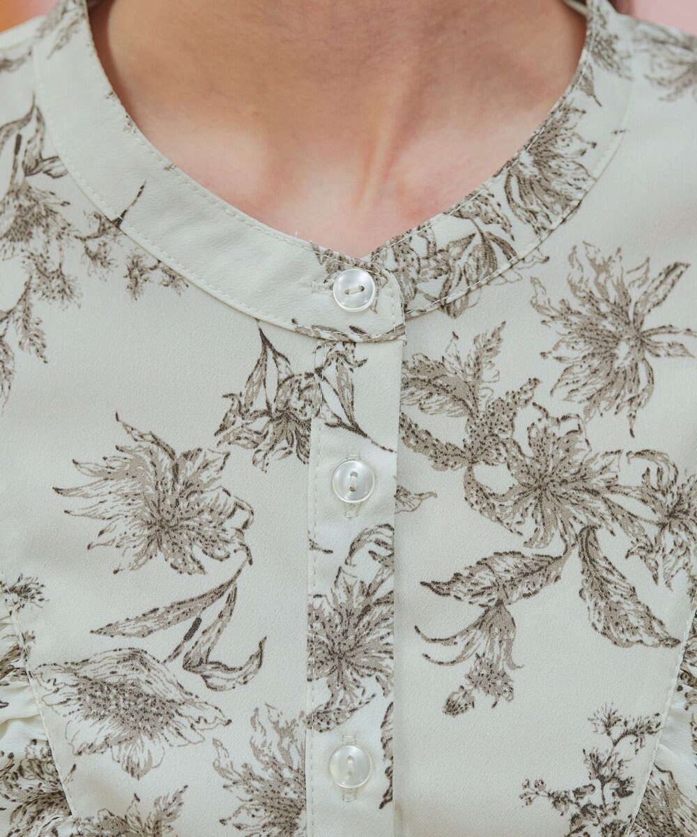 Tiaclasse 【新色追加・洗える】花柄フリルシャツブラウス 